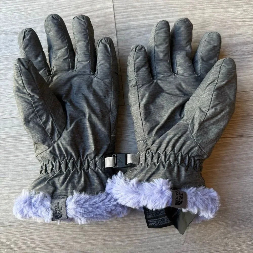 The North Face Youth Mossbud Swirl gloves in gray and purple size S